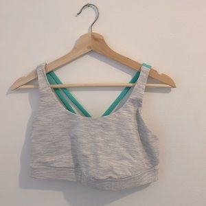 Lululemon cross back grey and aqua sports bra